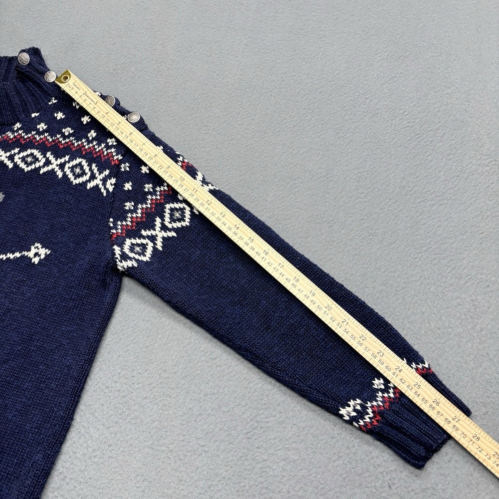 Lauren Ralph Lauren Navy Ski Jumper Sweater with Red, Cream, Gray, Brown Accents - Picture 9 of 16